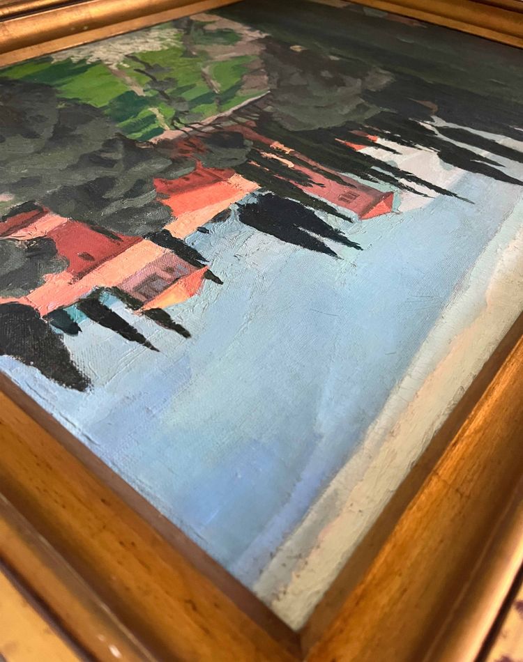 Tableau HSP "Paysage méditerranéen - Nice" 1935 Villa signé A. Deguene