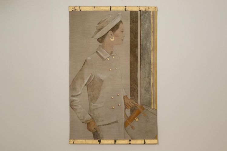 Tela dipinta di una donna degli anni '50. Opera contemporanea. LS6760A671/1