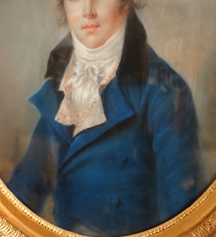 Ecole Française du début 19e siècle, portrait pastel d'un jeune aristocrate sous l'Empire