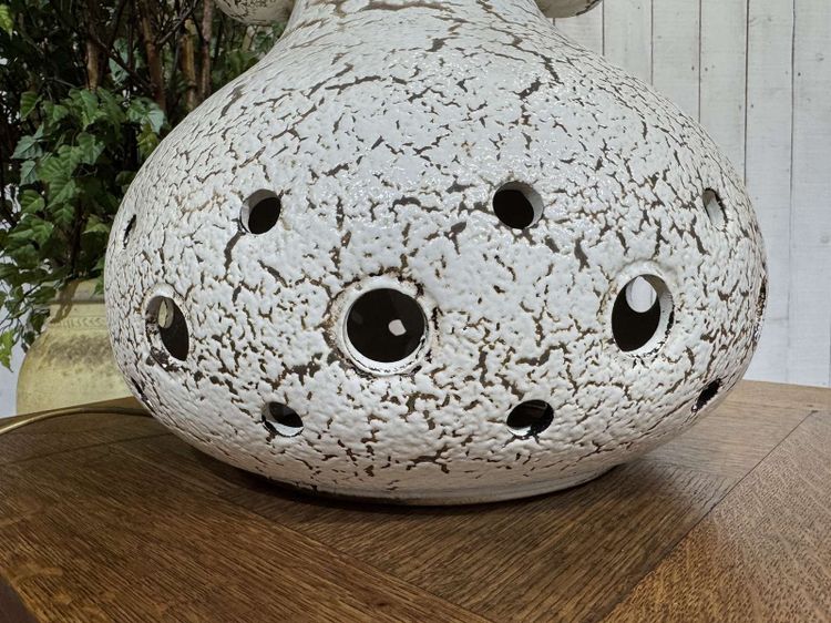 70s white ceramic lamp with period shade