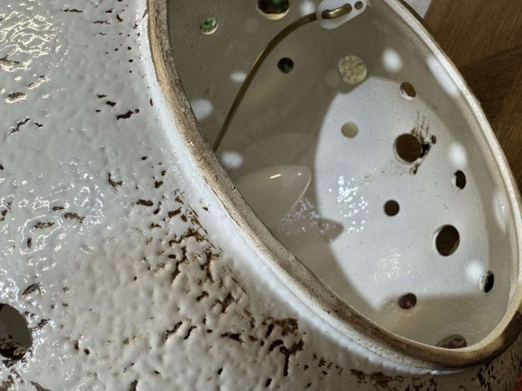 70s white ceramic lamp with period shade