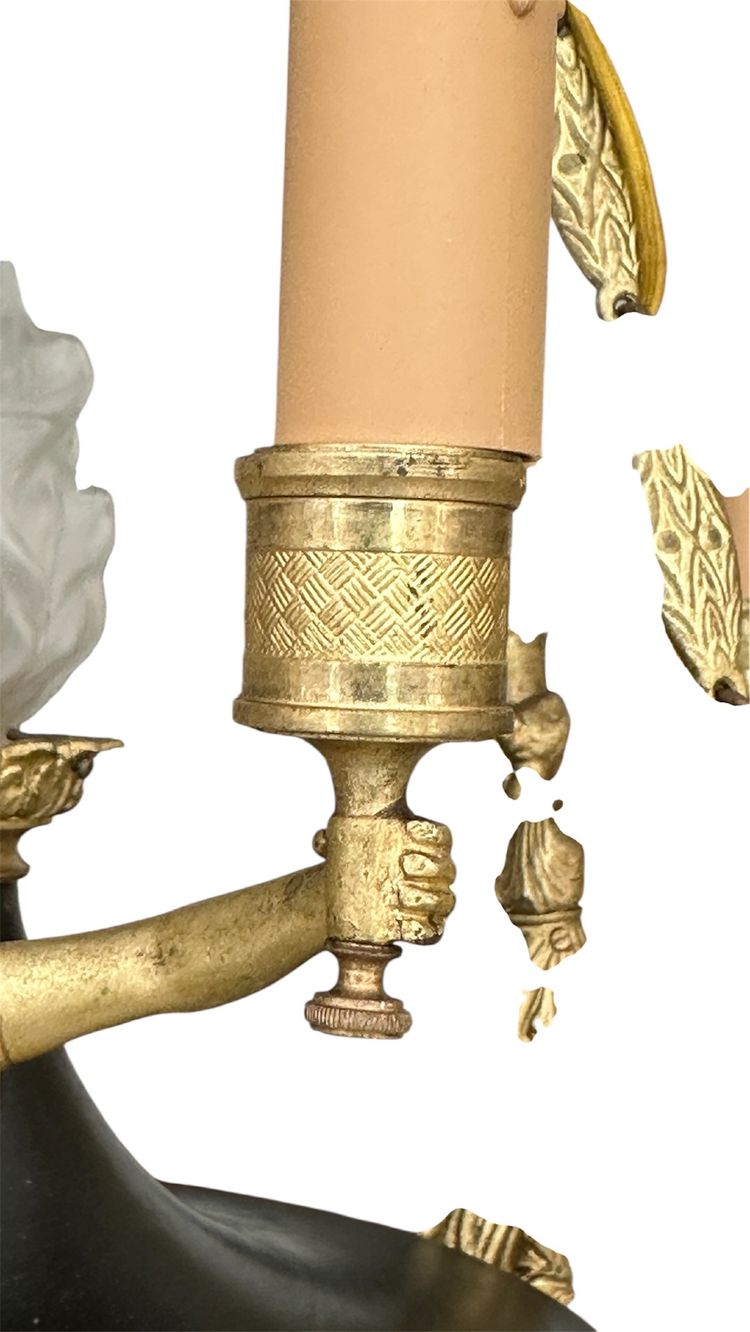 Ten-light gilded bronze Caryatid chandelier