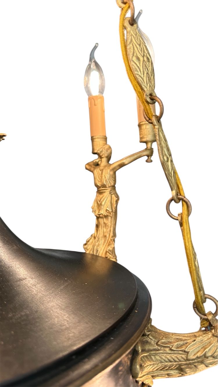 Ten-light gilded bronze Caryatid chandelier