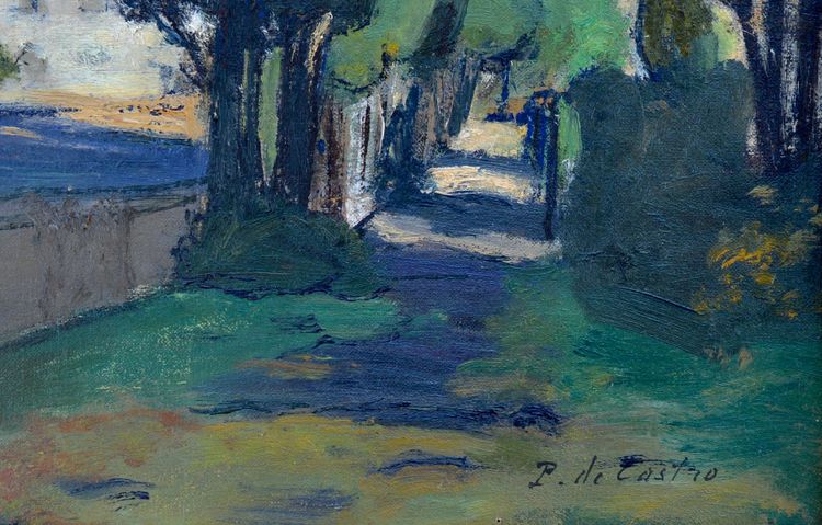 Paul de CASTRO (1882-1940)  " Chemin à Villeneuve lez Avignon " Provence France Paris