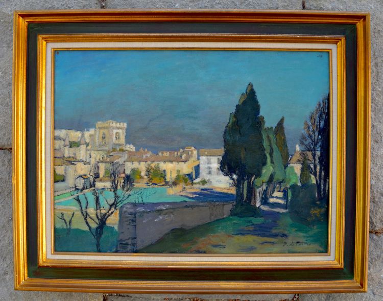 Paul de CASTRO (1882-1940)  " Chemin à Villeneuve lez Avignon " Provence France Paris