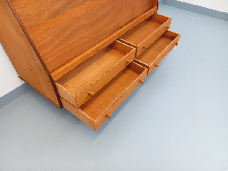 60's vintage wooden bookcase with drawers