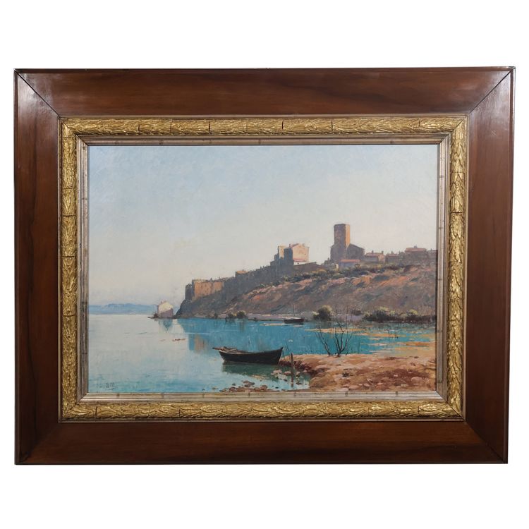 Huile sur toile vue de Bages Lina BILL (1855-1936)