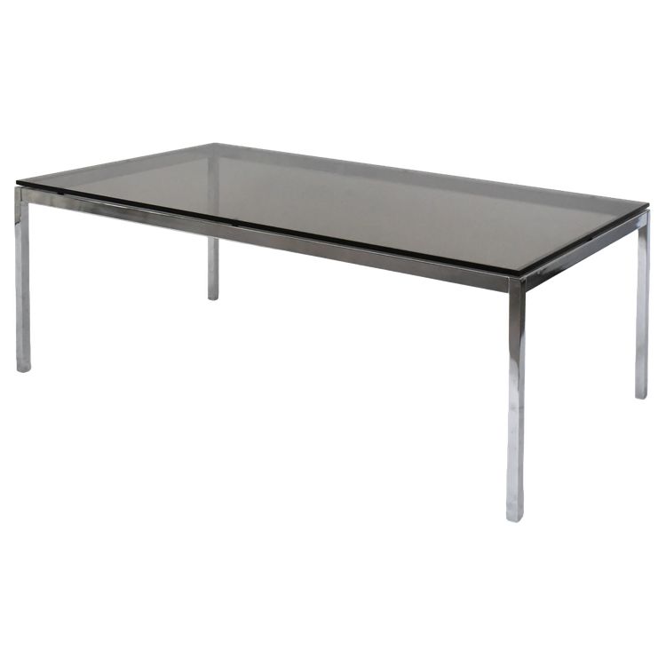 Table basse en acier chromé et verre par Florence Knoll  