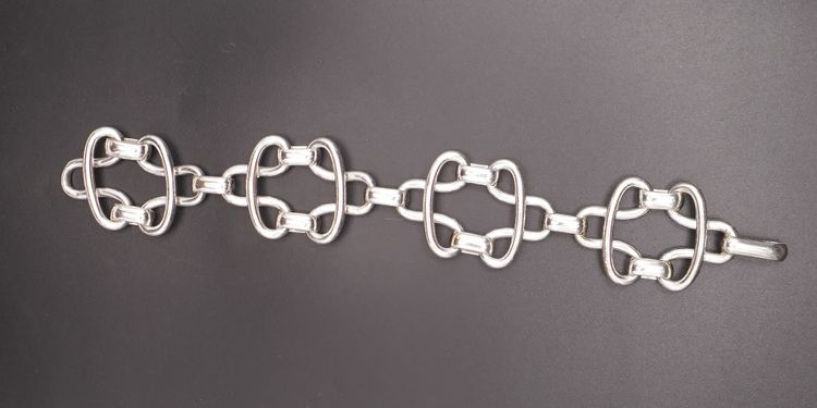 Important Vintage Silver Bracelet, Invisible Clasp.
