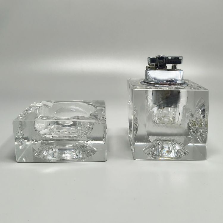 Servizio da fumo in cristallo italiano degli anni '70 di Antonio Imperatore.