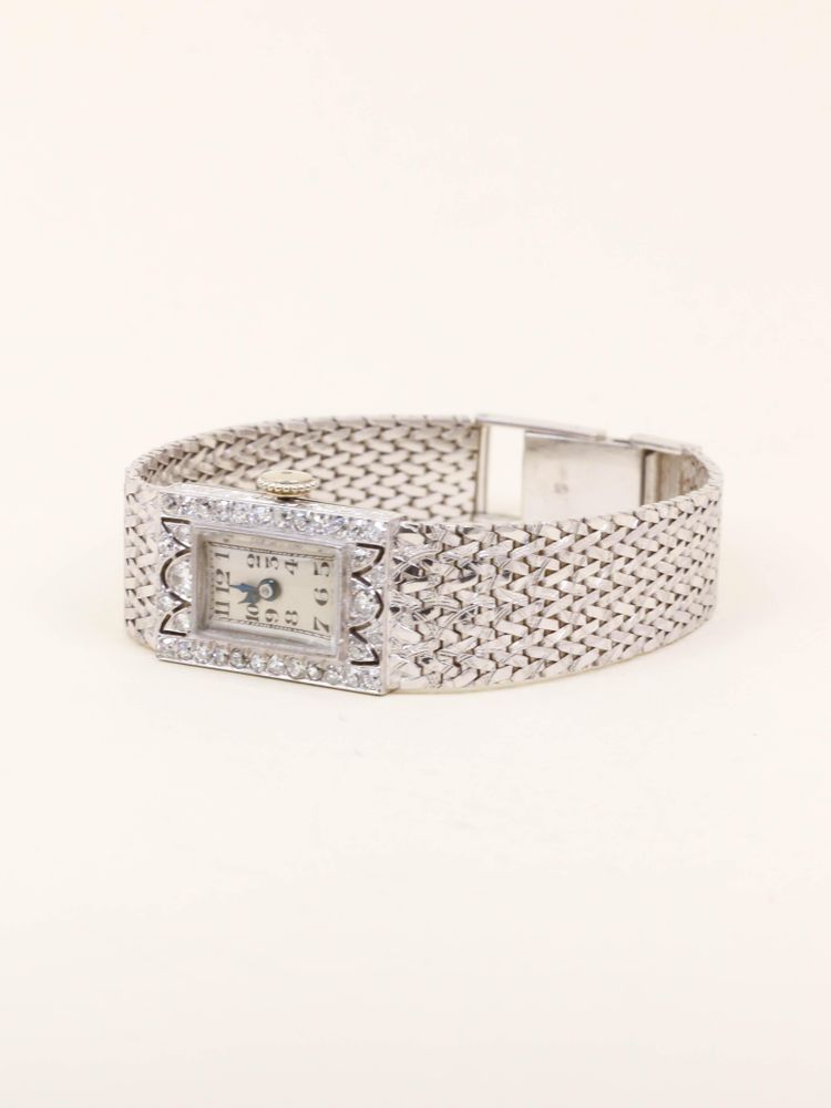 Montre Art Déco or blanc diamants