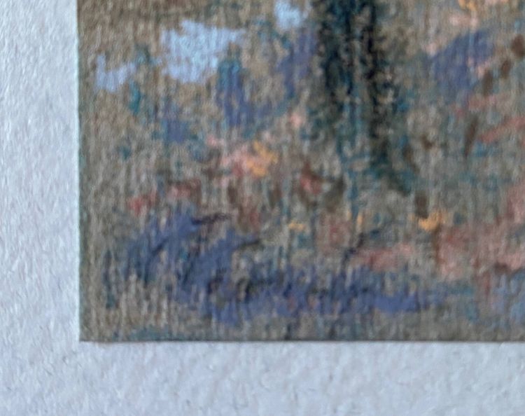 Tableau Pastel "Saint-Pétersbourg" Palais d'hiver signé + cadre