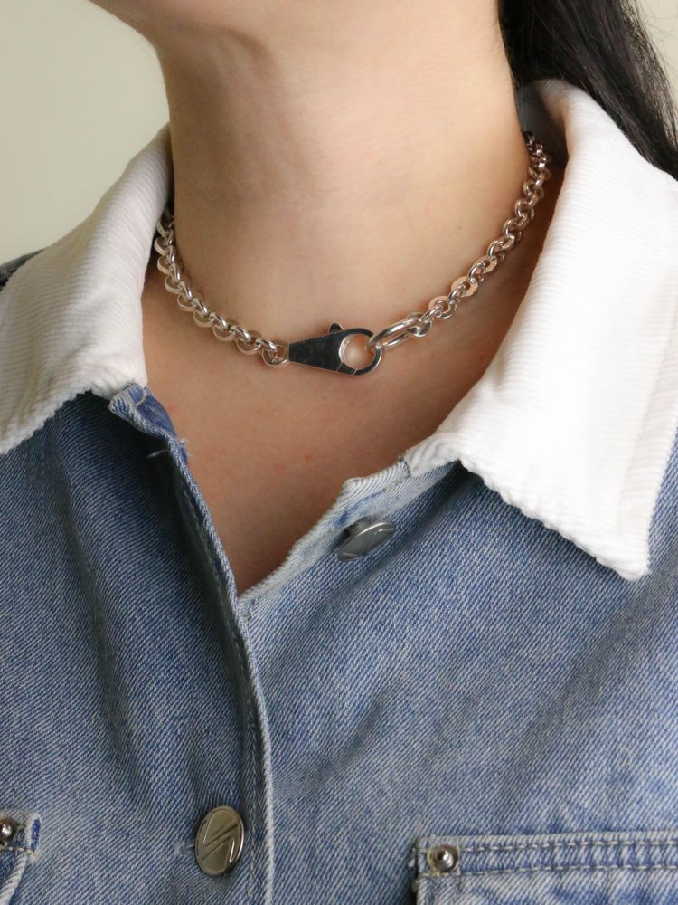HERMES Collier ras du cou Voltige argent