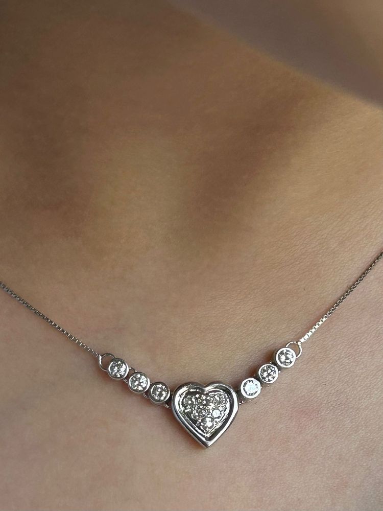 Collier coeur en or blanc 18K et diamants