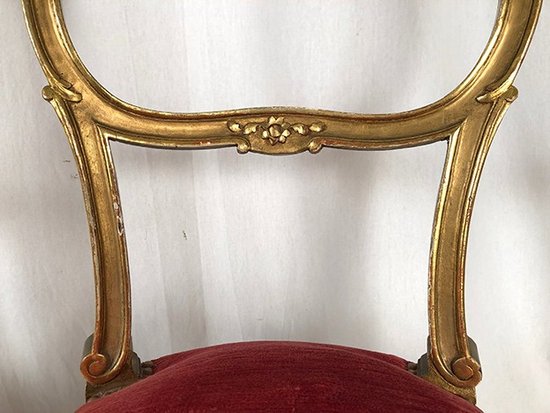 Paar Stühle im Louis XV-Stil aus vergoldetem Holz, Zeit Napoleons III