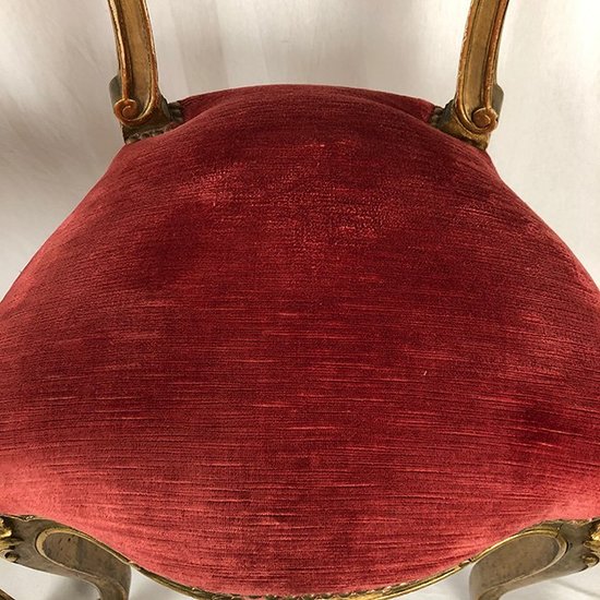 Paar Stühle im Louis XV-Stil aus vergoldetem Holz, Zeit Napoleons III
