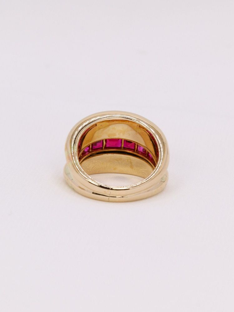 Bague jonc or jaune rubis calibrés