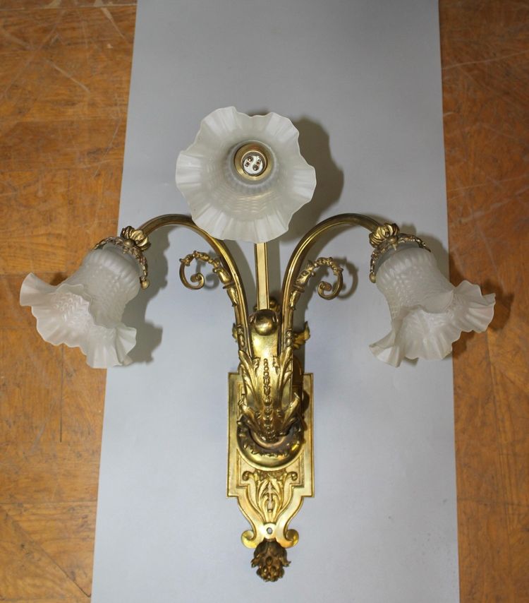 Pair of Napoleon III wall sconces in gilt bronze