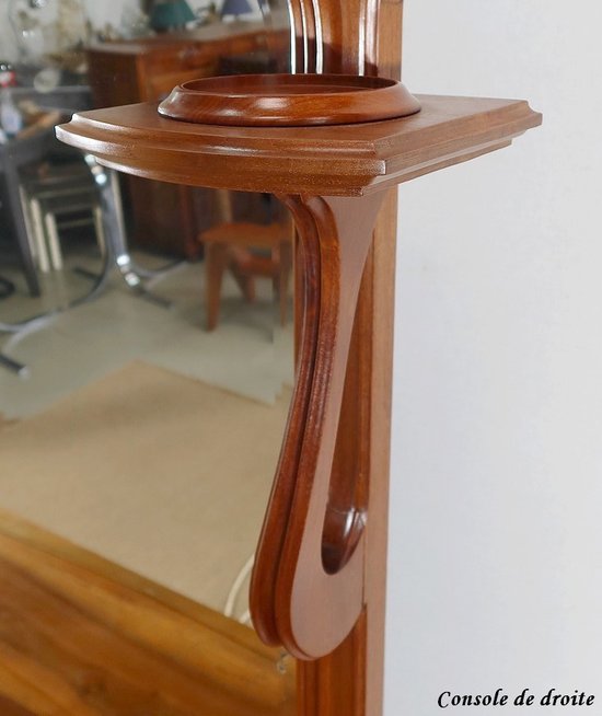 Mahogany Console Mirror, Majorelle spirit, Art Nouveau - 1900