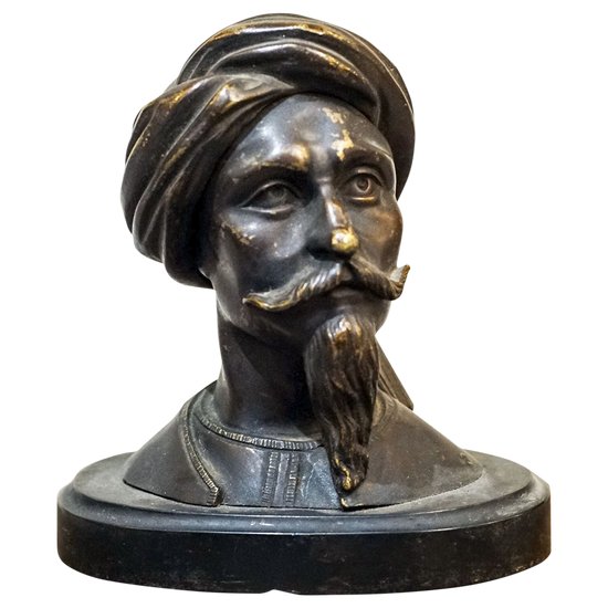 Bronze Orientalist Head Inkwell