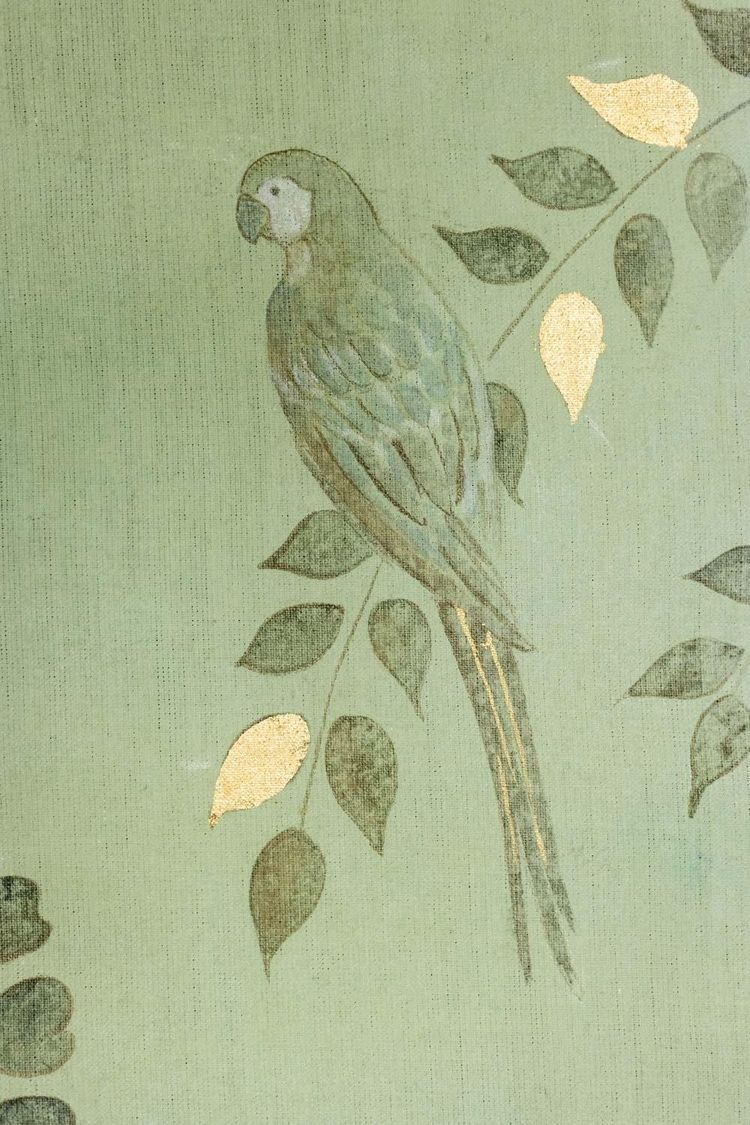 Painted canvas or decorative panel, featuring parrots and foliage. Contemporary. LS6782A1089