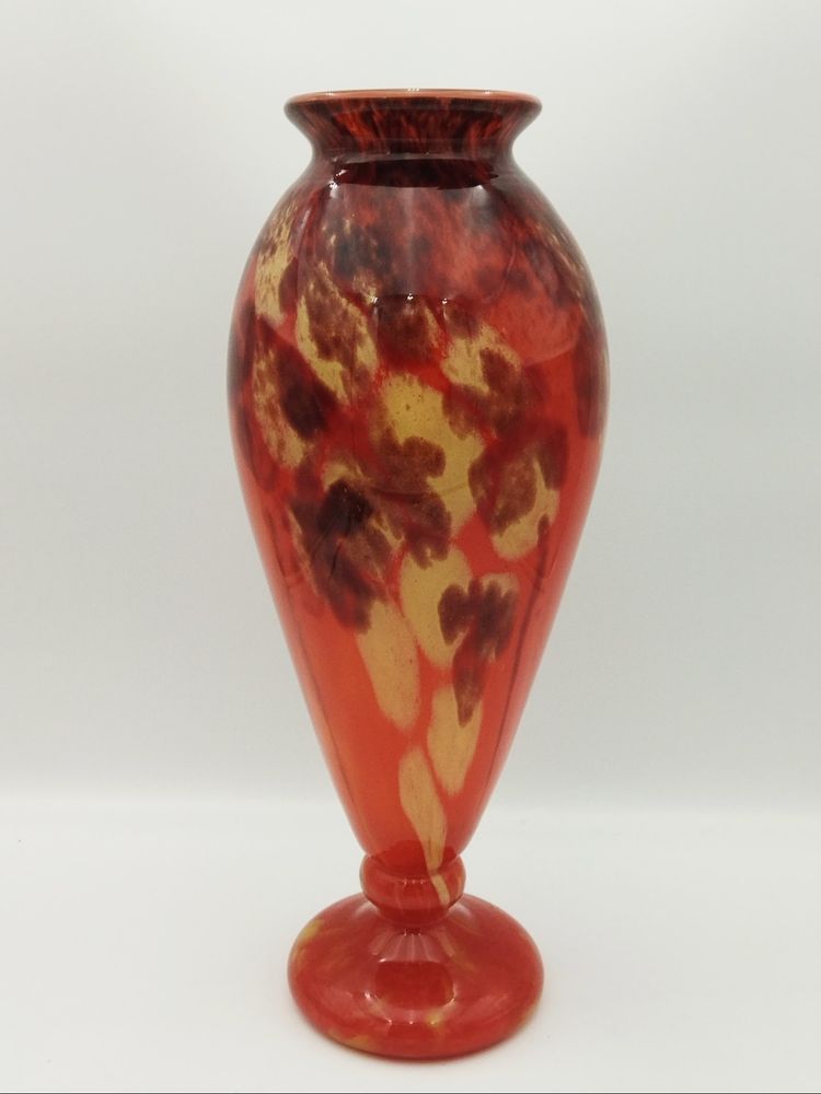 Vaso grande in vetro SCHNEIDER ART DECO con motivo marmorizzato, 45 cm, COLLEZIONE