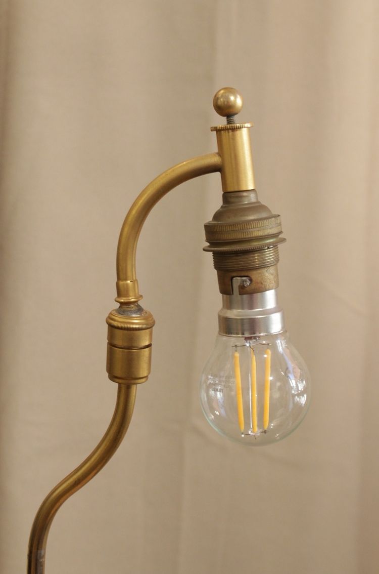 Lampe réglable oiseau en laiton doré et abat-jour 20ème siècle