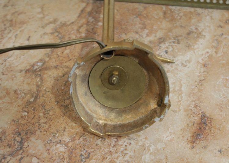 Lampe réglable oiseau en laiton doré et abat-jour 20ème siècle