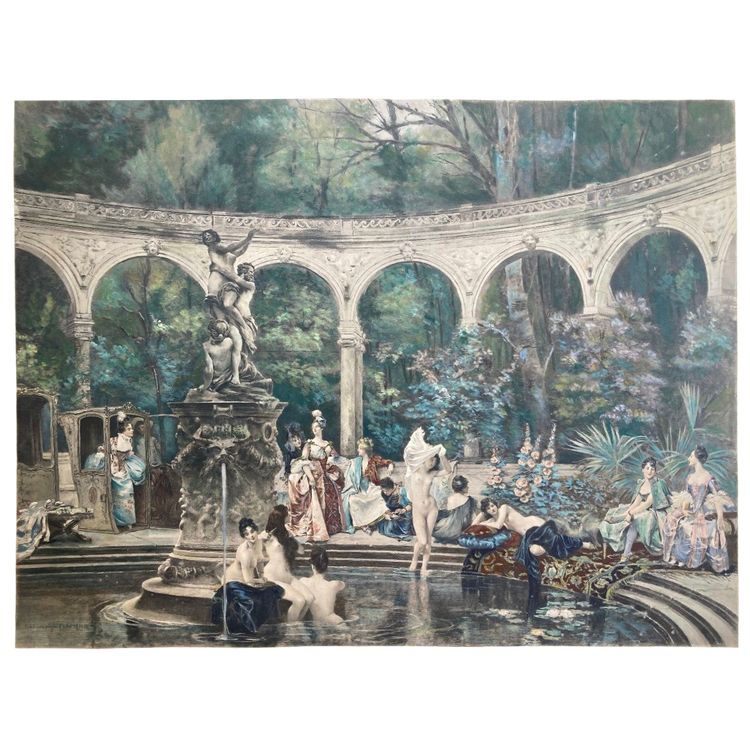 Kupferstich „Das Bad der Hofdamen“ von François Flameng, 1887