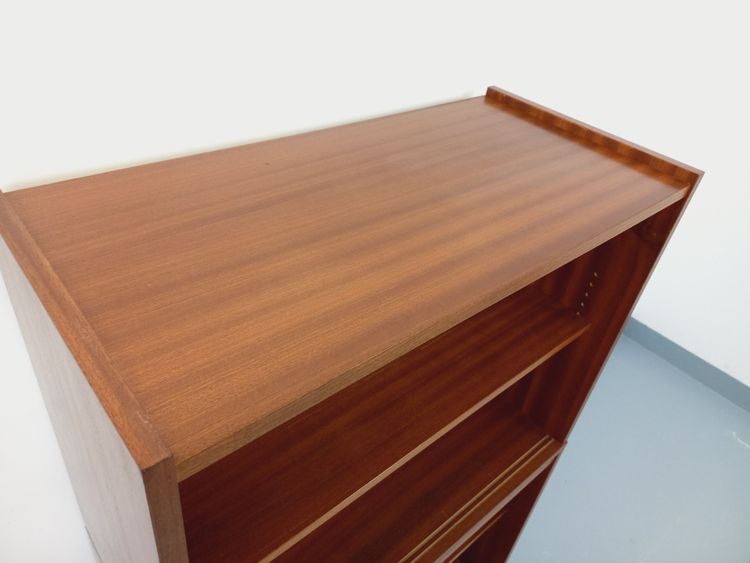 Bibliothèque étagère vintage en bois style teck des années 60