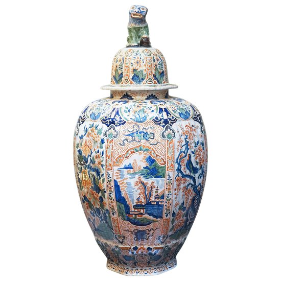 Große DELFT Potiche Vase Reichlich Coloré