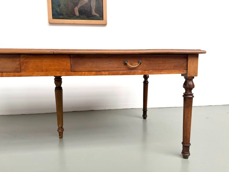1950s farmhouse table with 5 beech legs and 4 drawers