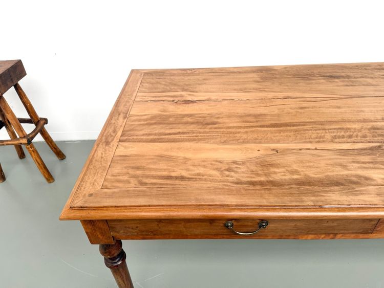 1950s farmhouse table with 5 beech legs and 4 drawers