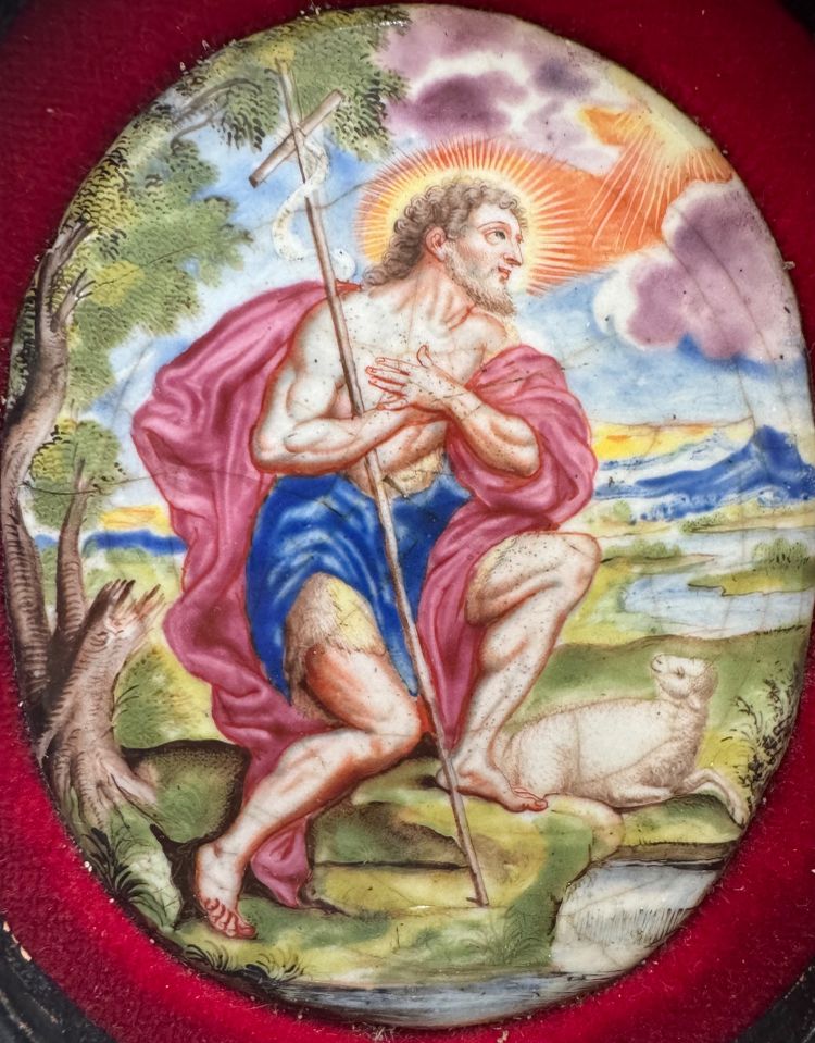 Saint John the Baptist, 18th century, enamel plaque