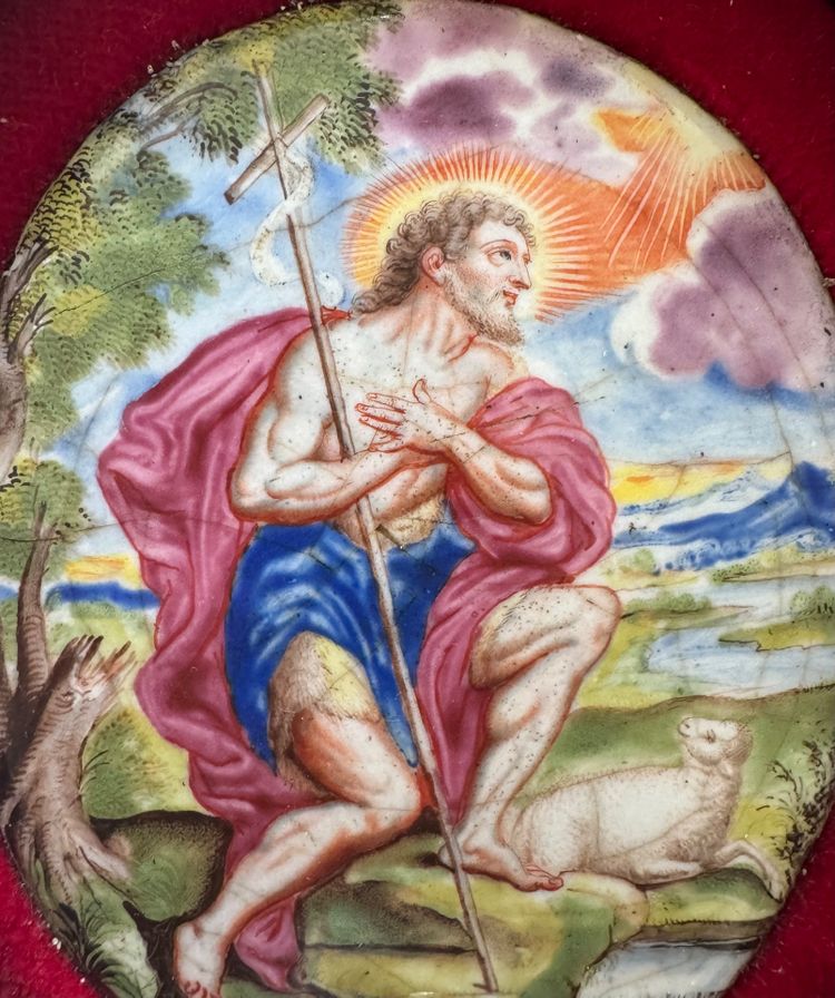 Saint John the Baptist, 18th century, enamel plaque