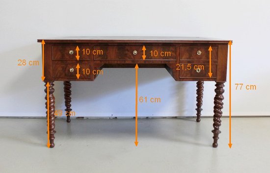 Flacher Mahagoni-Schreibtisch, Restaurationszeit – Anfang des 19. Jahrhunderts