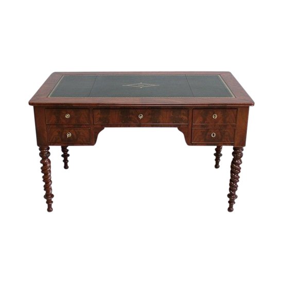 Flacher Mahagoni-Schreibtisch, Restaurationszeit – Anfang des 19. Jahrhunderts