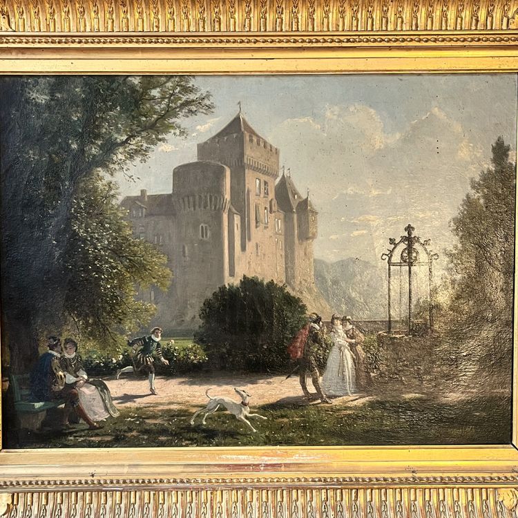 Troubadour scene, mid-19th century
