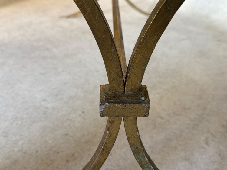 Wrought-iron coffee table with marble top