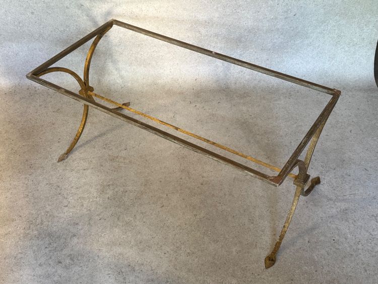 Wrought-iron coffee table with marble top