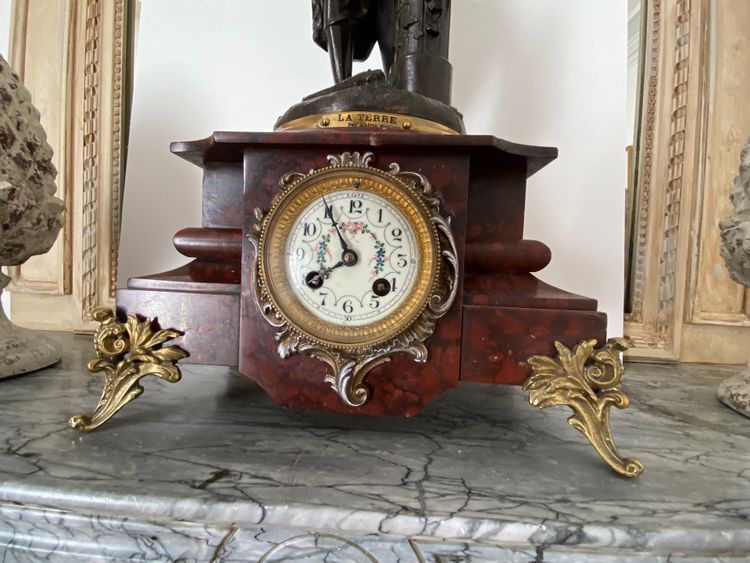La terre" mantel clock by Charles Anfrie (1833 1905)