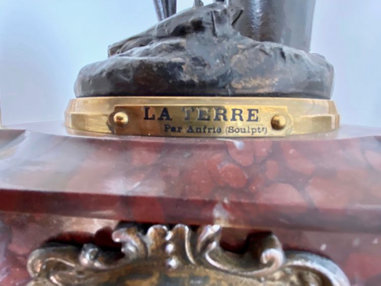 La terre" mantel clock by Charles Anfrie (1833 1905)