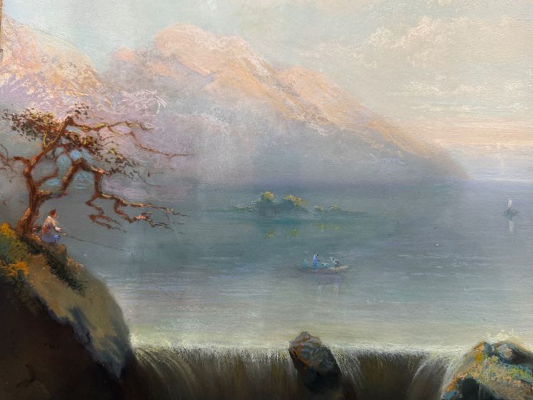 Paysage animé  de montagne et rivière 