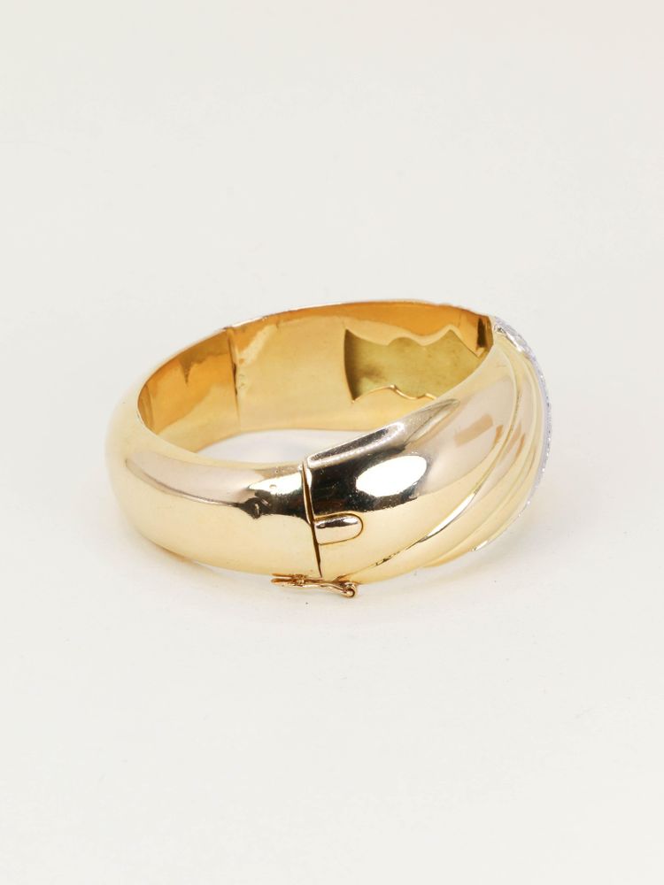 Bracelet jonc coquillage or jaune diamants années 1960