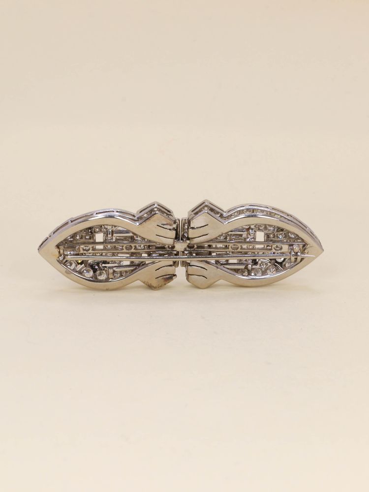 Double clip or blanc diamants - Années 1940