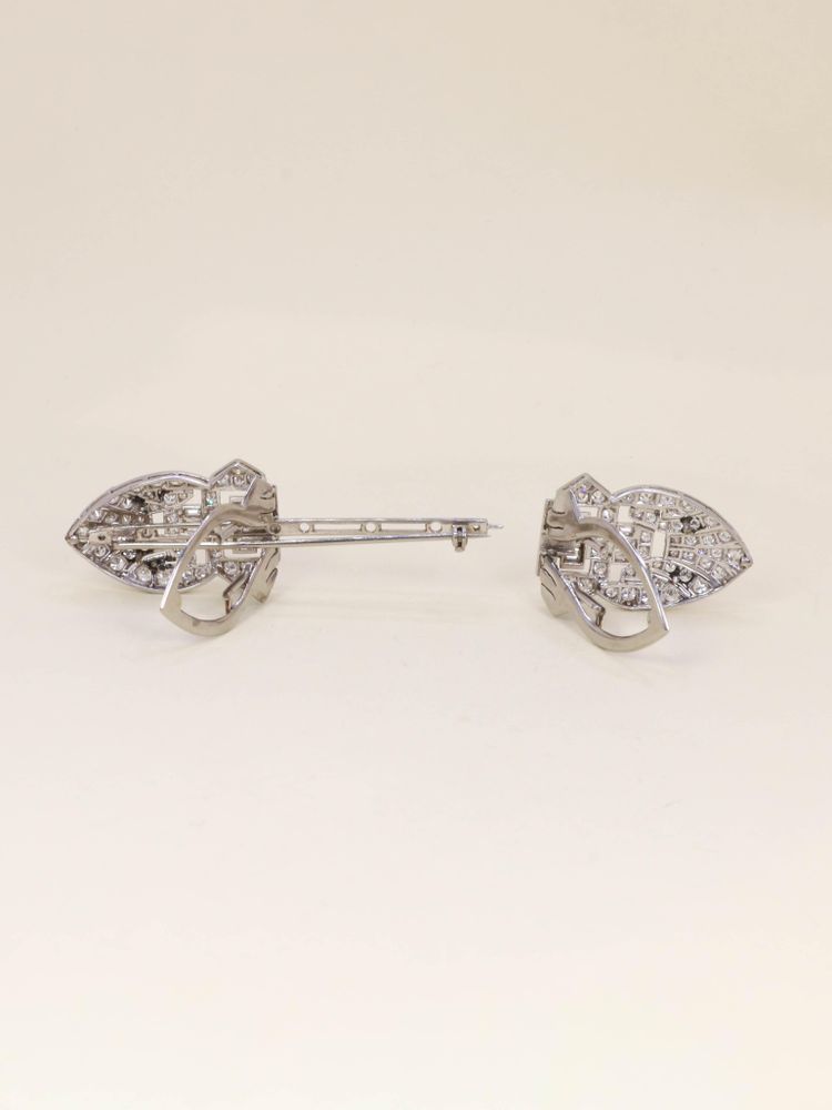 Double clip or blanc diamants - Années 1940