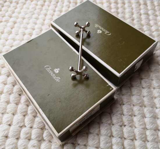 12 silver-plated knife holders, Perles orfèvrerie Christofle model