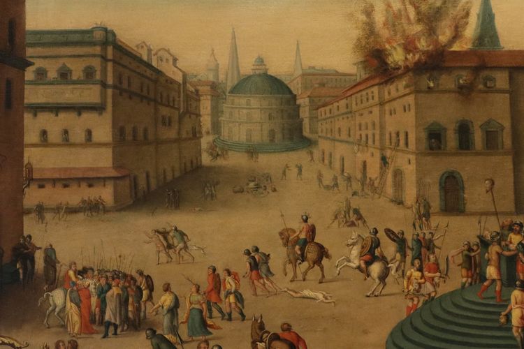 Massacro ordinato dai Triumviri, Antoine Caron (Beauvais, 1521 - Parigi, 1599) bottega