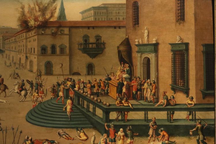 Massacro ordinato dai Triumviri, Antoine Caron (Beauvais, 1521 - Parigi, 1599) bottega