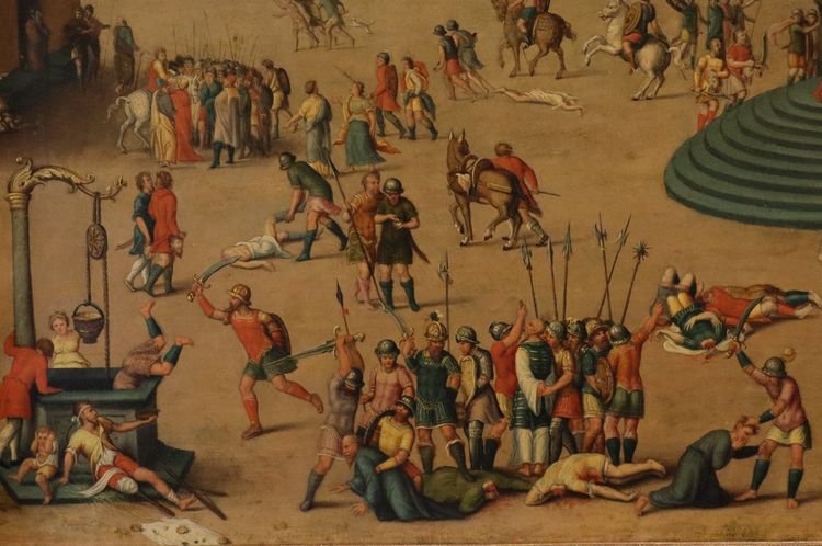 Massacro ordinato dai Triumviri, Antoine Caron (Beauvais, 1521 - Parigi, 1599) bottega